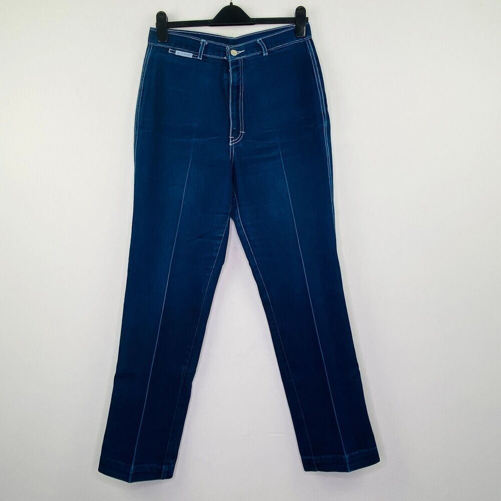 Gitano Women's 16 Jeans Blue Dark Wash High Rise Pleated Creased Straight Leg O